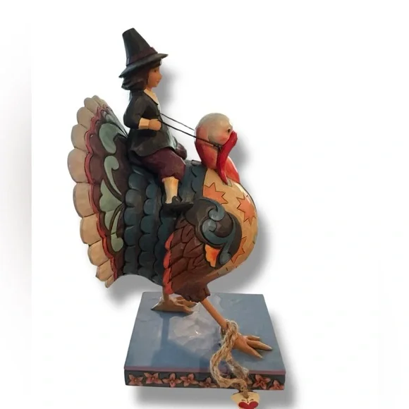 Jim Shore Pilgrim Passenger Riding Turkey Figurine NIB Thanksgiving SOLD OUT NIB - Picture 2 of 10